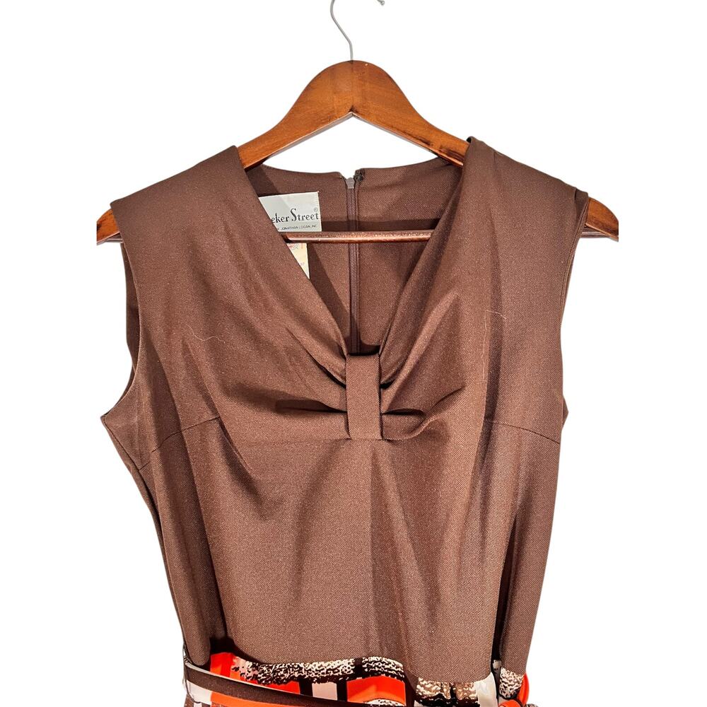 Vintage 70s Maxi Dress Bleeker Street USA Made ILGWU Brown Orange Size 12 - Picture 5 of 11